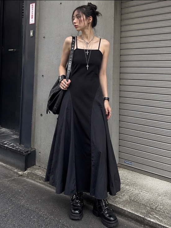 Melt the Lady Dresses & Skirts - MELT THE LADY Japanese Fashion Brand Black Mixed-Material Maxi Size F (XS-S)